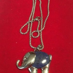 Silver and lapis lazuli elephant necklace